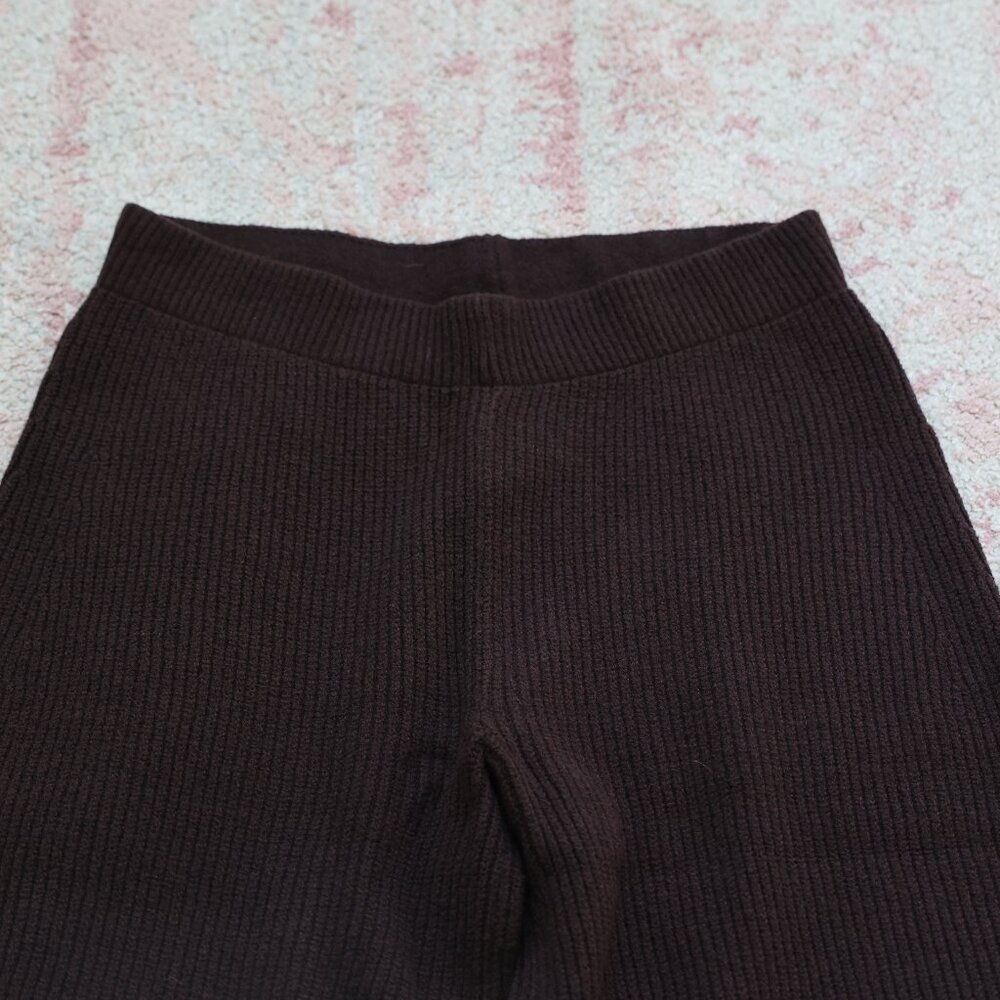 Brown Ribbed Sweater Pants - Picture 3 of 5